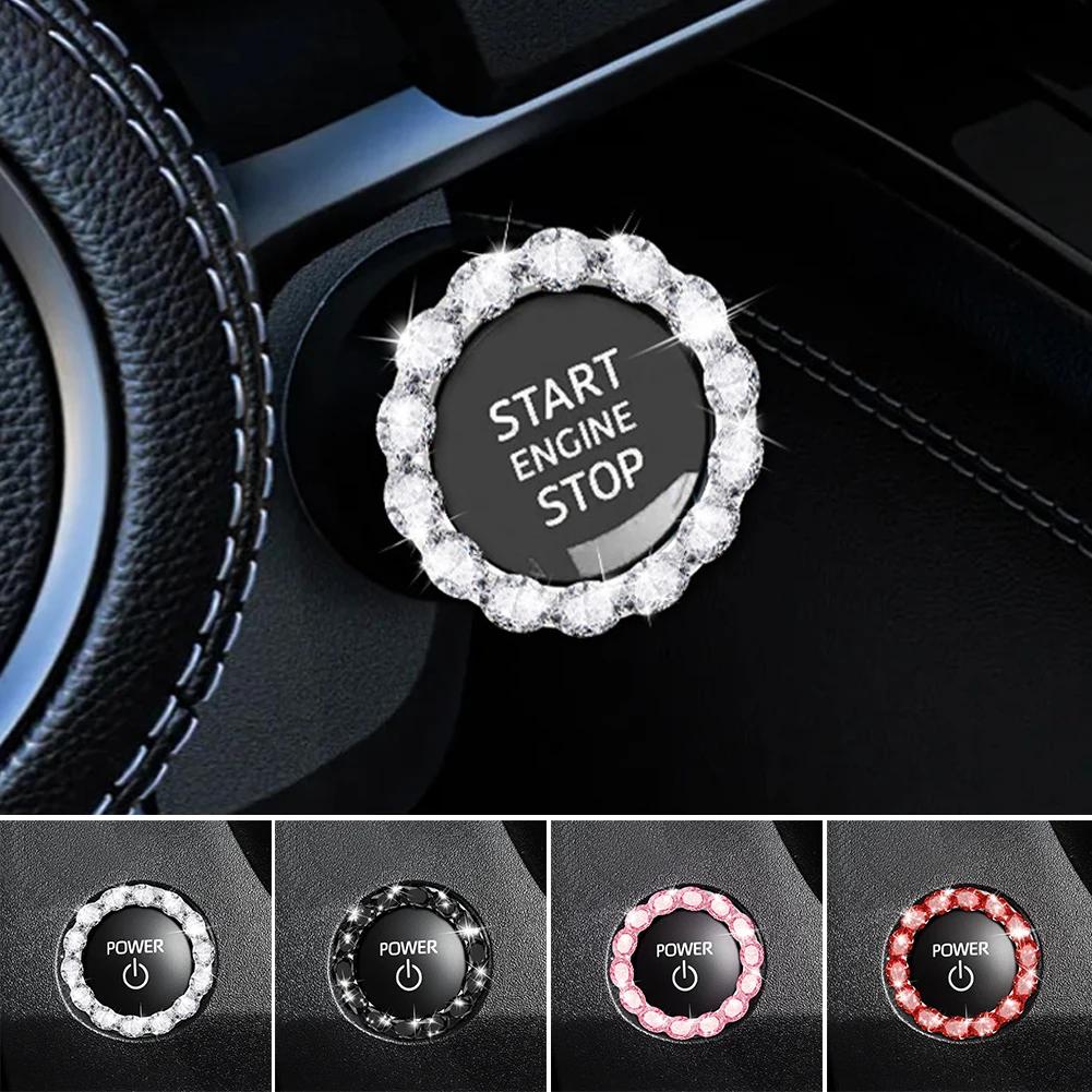 Rhinestone Car Engine Start Stop Decorative Ring Ignition Engine Button Diamonds Ring Stickers Ignition Ring Interior Decoration