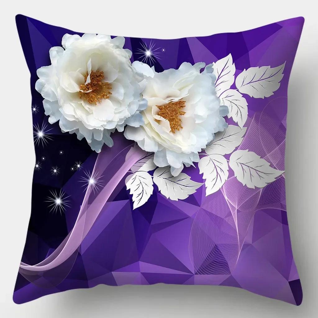 Reichhaltige Blumen Kissenbezug Quadratische Sofakissenhülle Retro Kissenbezug