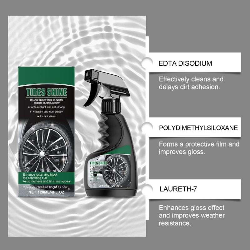 120ml Car Coating Black Wet Look Tire Polisher Shine Dressing Tire Dressing Sprayer Polishing Brightener