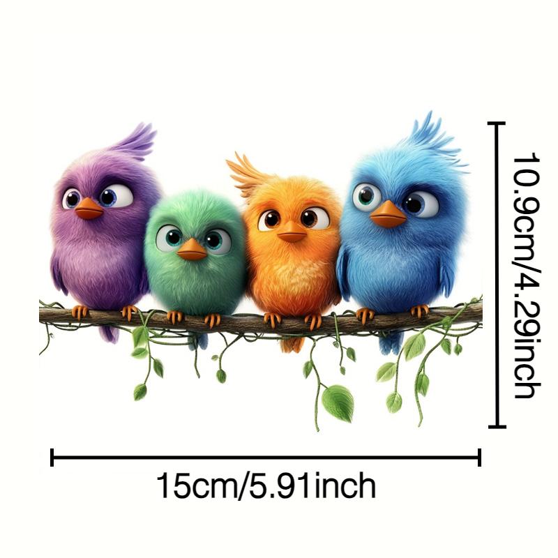 

1PC Cute Colorful Bird Glass Window Stickers Waterproof for Wall Mirror Toilet Festival Home Decoration Decorative Vinyl Decals