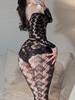 Mesh Lace Pants Set Seductive Open-Crotch Passion Set Transparent Sexy One-Piece Fishnet Uniform Bathing Suit Women Rgj8