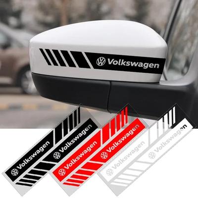 For Volkswagen 2pcs Car PVC Stripe Racing Strips Rear View Mirror Stickers For Volkswagen Golf-7 4 5 6 CC T-ROC Sharan Passat B5