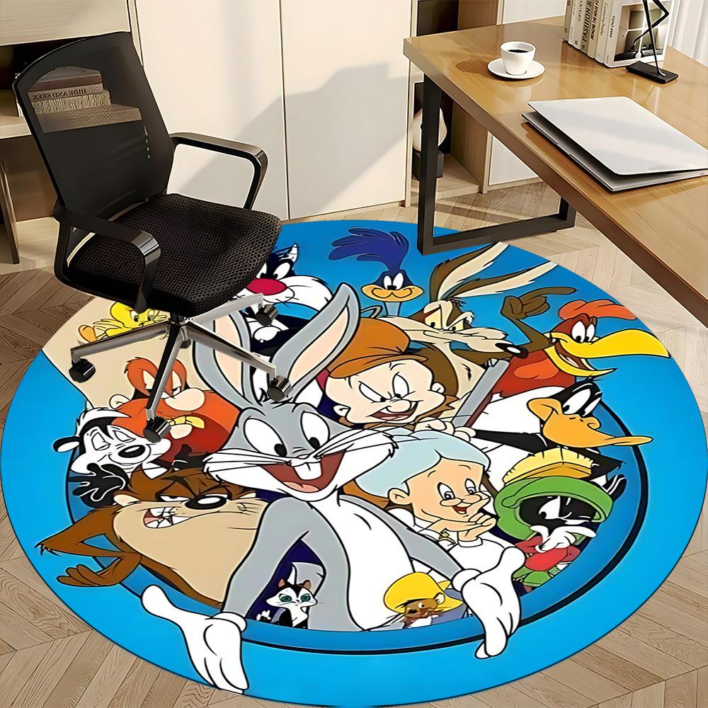 1pc Looney Tunes Office Round Area Rug, Under Office Chairs Bedroom Living Room Home Decor, Room Decoa1016162