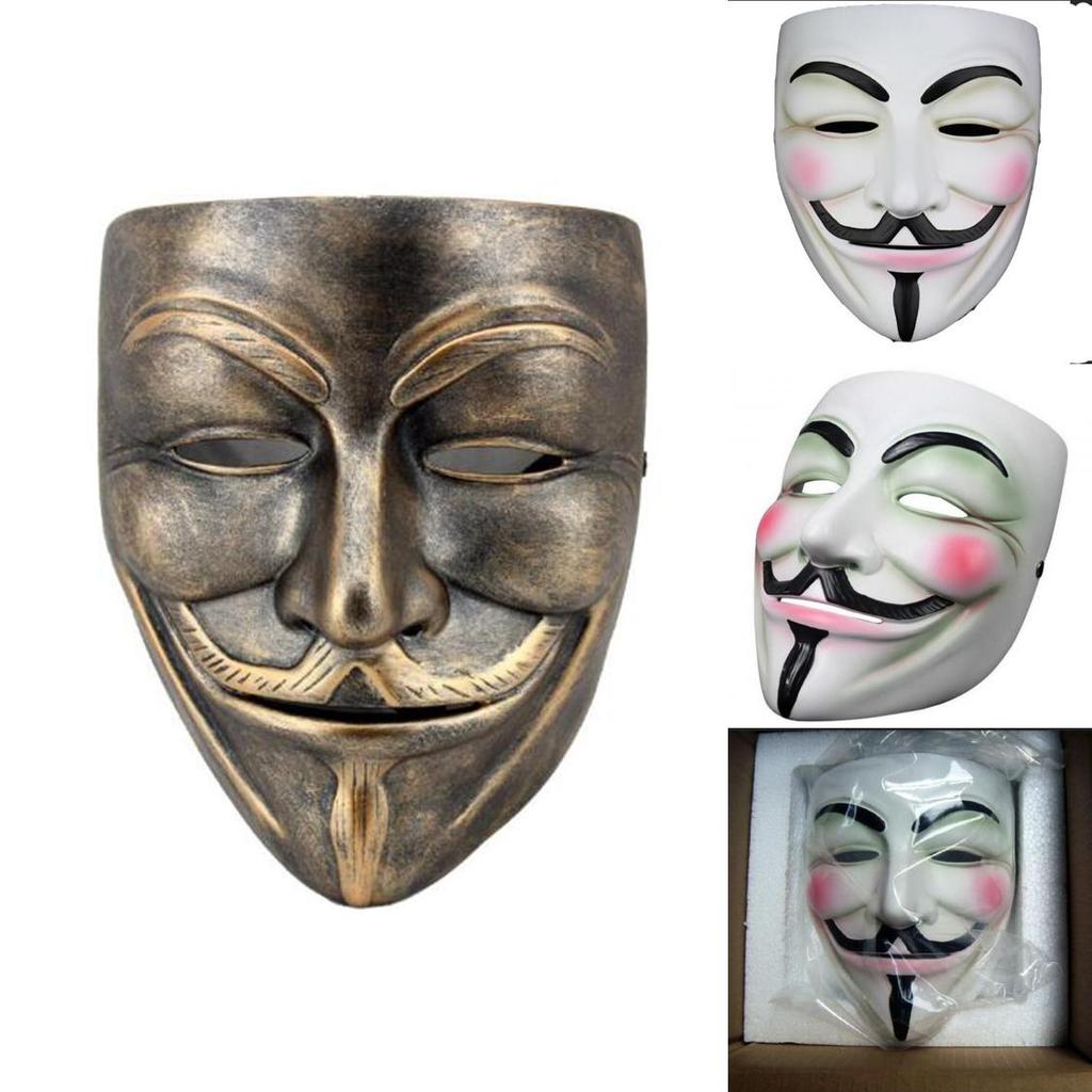 V für Vendetta Weißkupfer V Monster Harzmaske Halloween Party Maskerade Kostümzubehör für Cosplay