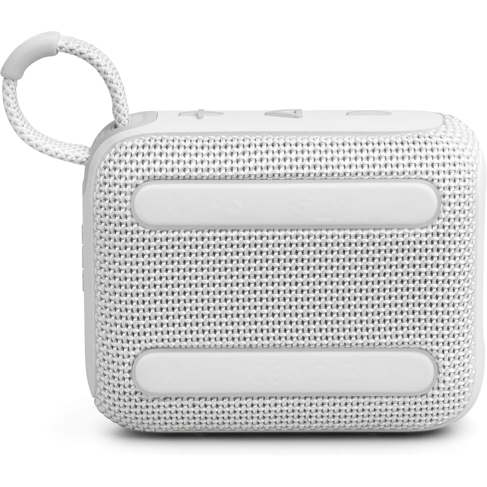 JBL GO4 Bluetooth Speaker with USB-C Charging, IP67 Dustproof and Waterproof Rating, App Compatible, Passive Radiator, Portable, White (JBLGO4WHT)