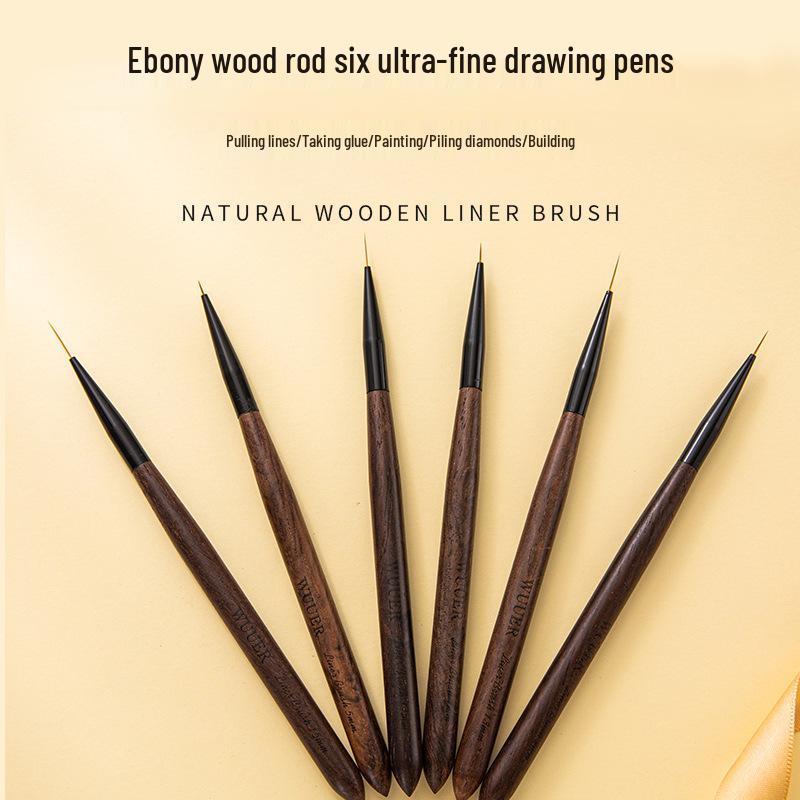 

Ebony Wood Nail Art Liner and Painting Pen with Rhinestone Design