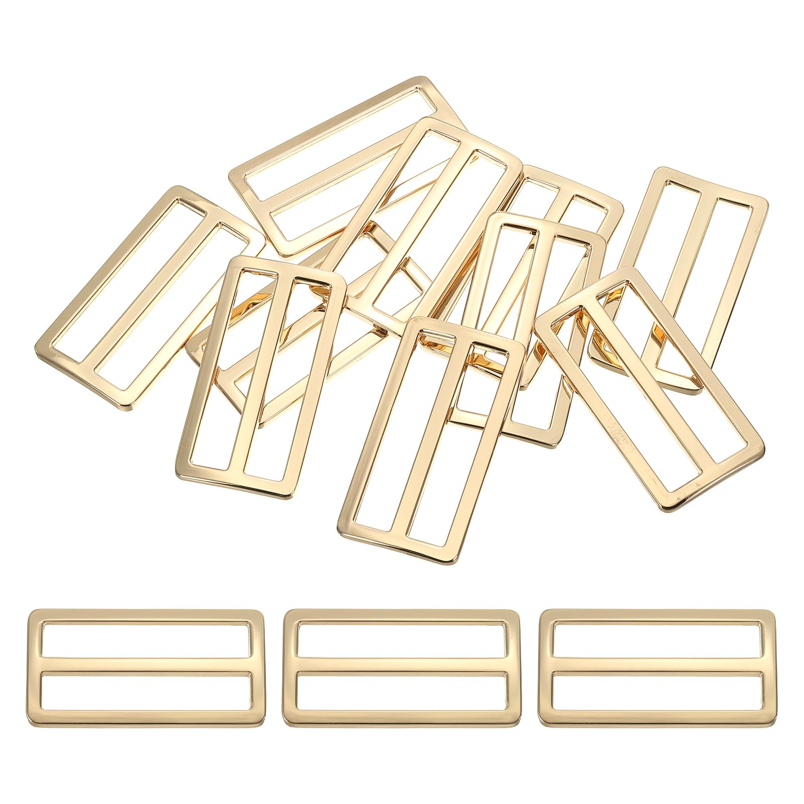 

Flat Metal Slide Buckle 10pcs Slider Webbing Strap Belt Adjuster Strap Keeper for Leather Craft DIY Bag Belt Wallet Making Light Gold [PATIKIL]