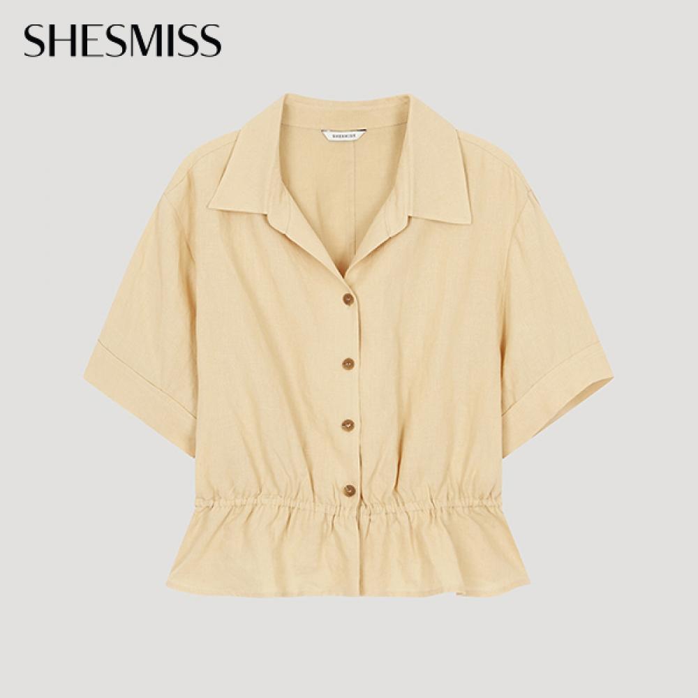 

She S miSS Linen Crop Banding blouSe Swwblo22030 Lb light beige/55