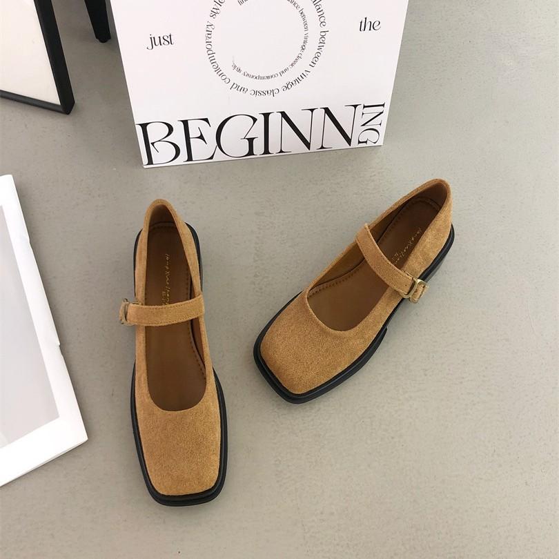 Retro Mary Jane Shoes Women's 2025 New French Temperament Elegant Velvet Square Head Shallow Mouth Thick Heel Evening Shoes