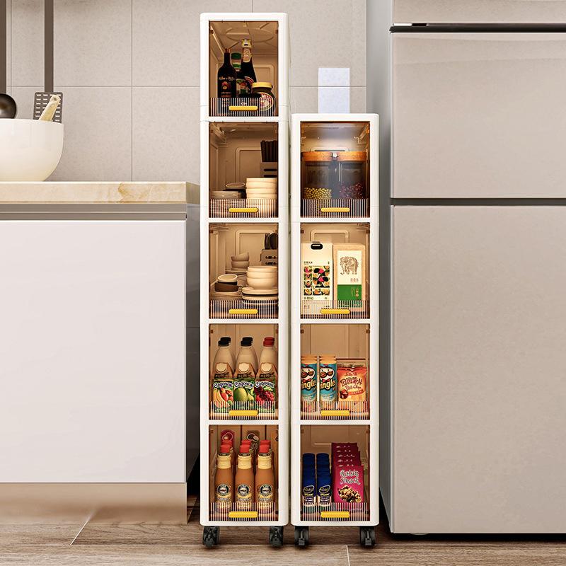 Foldable Storage Cabinet Bathroom Organizer Slim Cabinet Organizer Rack Pantry Cabinet Storage