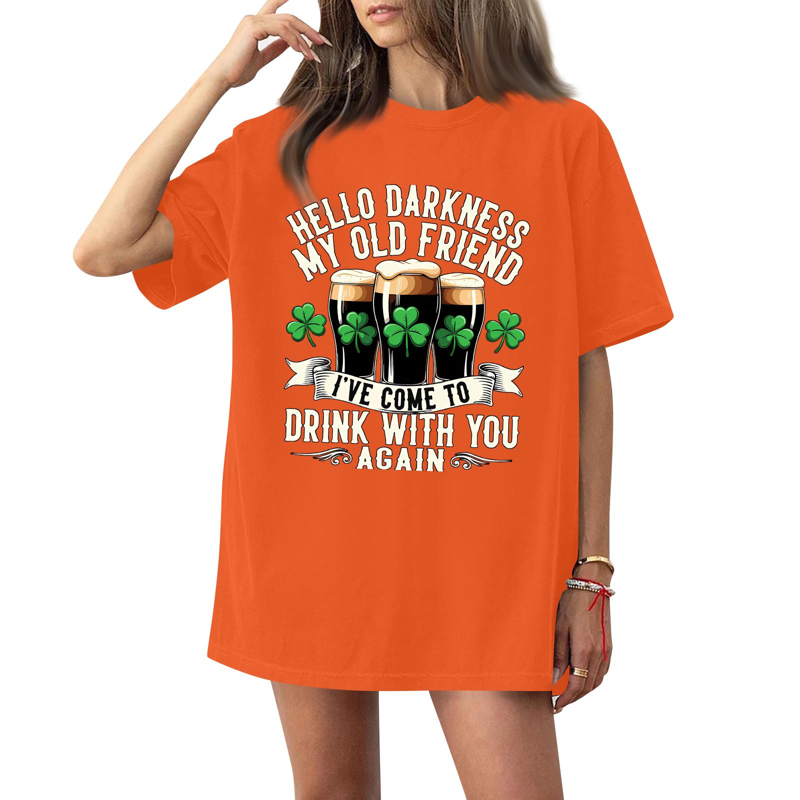 

Women s Casual Fashion Round Neck St. Patrick Print Short Sleeve T-Shirt Top L