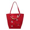 Japanese And Korean Style Casual Canvas Bag Cute Cartoon Embroidered Canvas Bag Women'S Large-Capacity Portable Shoulder Bag Commuting Class