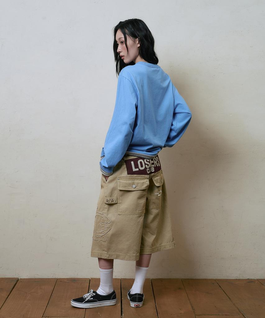 Lujeoseukeulleob Lc Logo Applique Bermuda Cotton Pants Beige