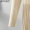 BITCED Women's Autumn Winter Plain Knitted Turtleneck Long Sleeve High Waist Sweater Dress