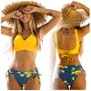 Bikini de dos piezas con lazo, cintura alta, estampado de limón, XL Bikini de dos piezas con lazo, cintura alta, estampado de limón, XL