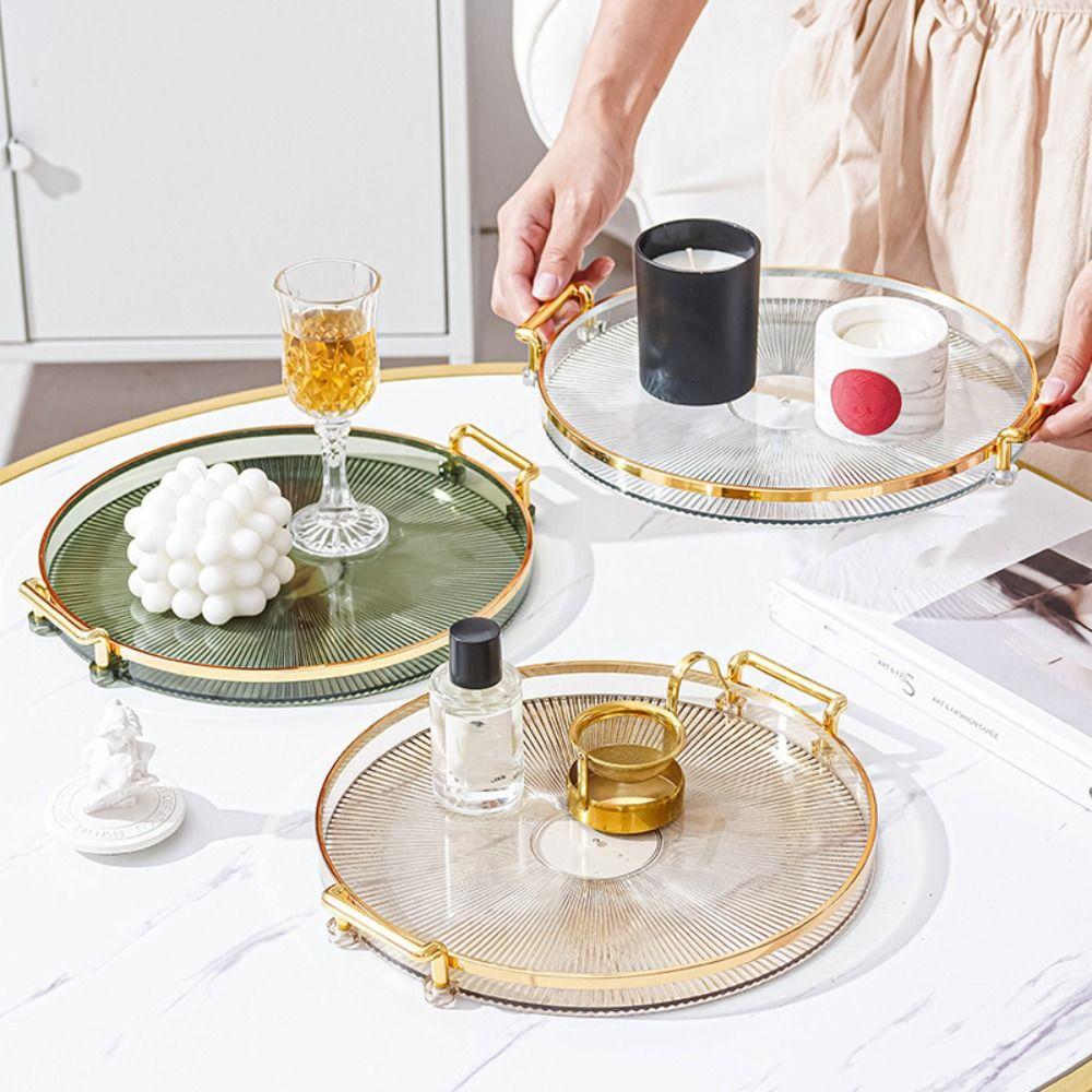Thickened Tea Cup Storage Plate Removable Handle Living Room Fruit Tray Aromatherapy Tray  Coffee