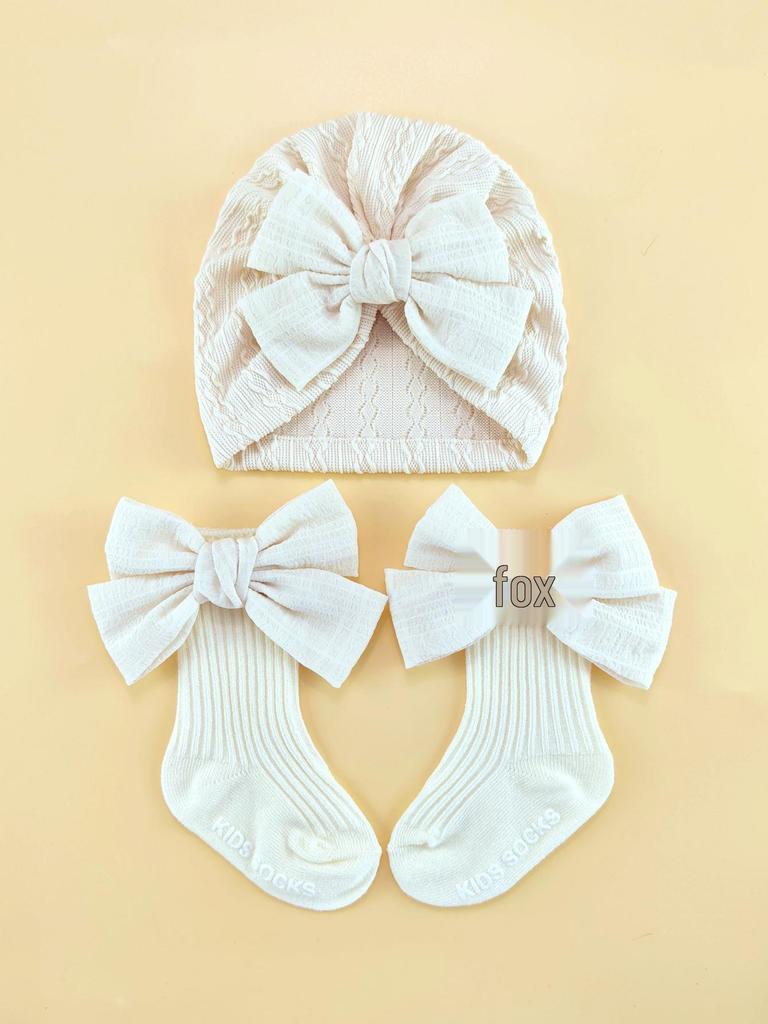 Europeisk & Amerikansk Baby Jacquard Rosettmössa - Söt Spädbarnspullover & Nyföddsmössa