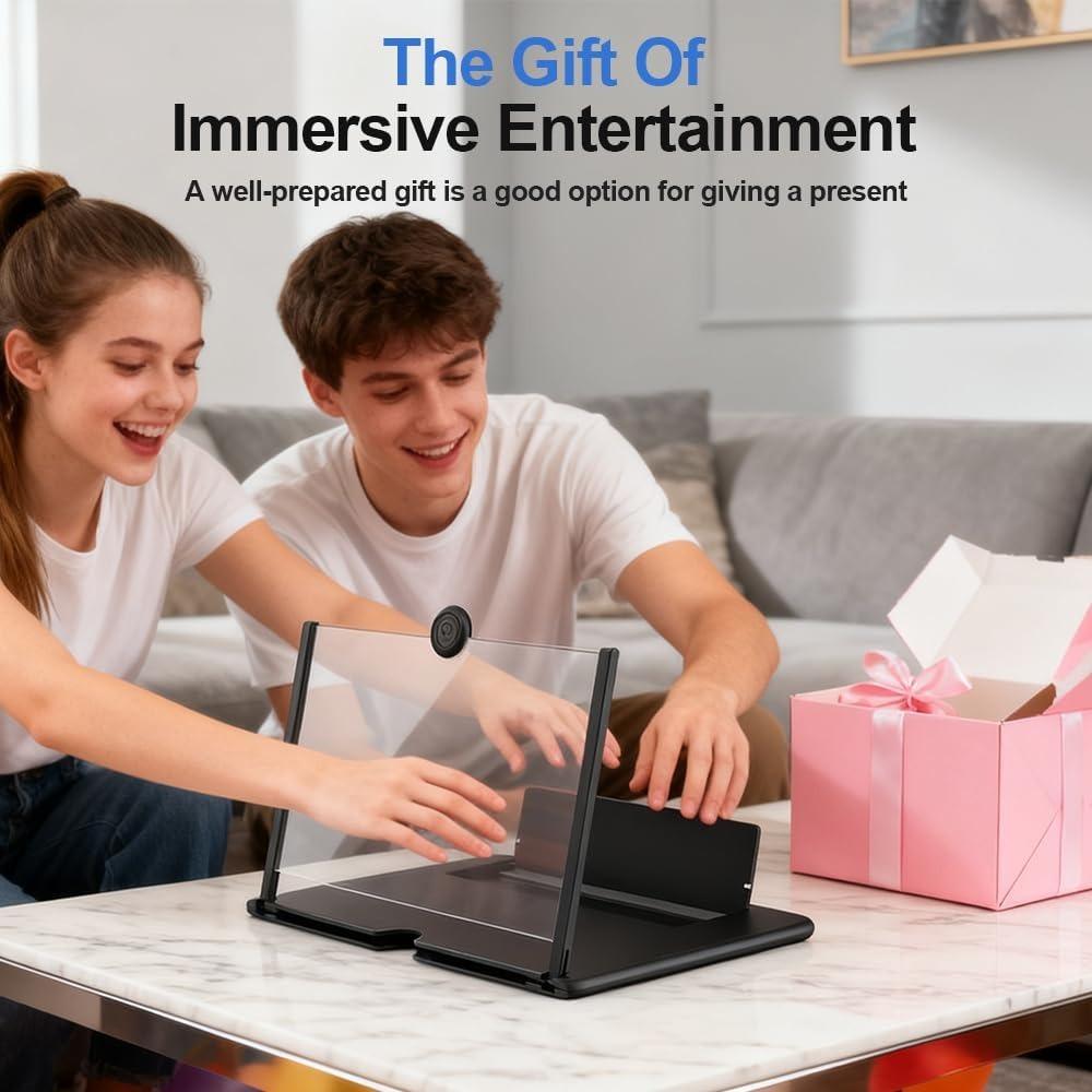 Mobile phone magnifier screen, 3D HD magnified projection screen, for movies, videos, and games, foldable phone stand with screen magnifier