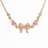 Bracciale a Catena Cuore d'Amore in Acciaio Inossidabile con Fiocco Zircone Rosa Dolce Stile Y2K per Donne Ragazze Feste Compleanni Gioielli Regali