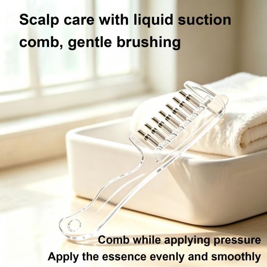 Refillable Hair Comb Oil Applicator Comb, 6 Roller Ball Tips, Scalp Care Tool Minoxidil Massage for Men Women Essential