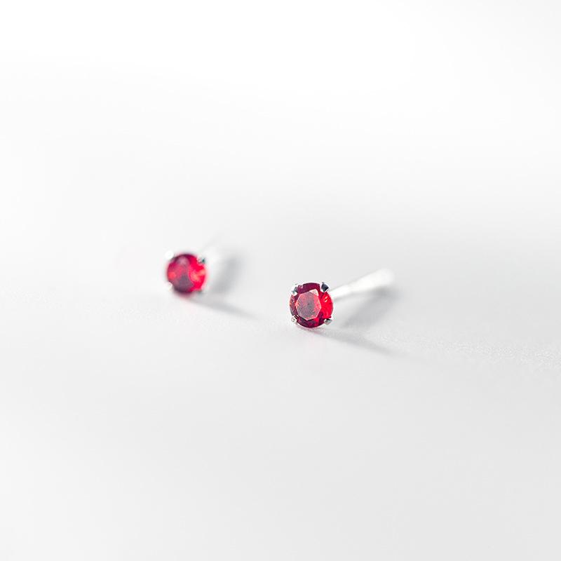 Tiny Round Crystal Stud Earrings Claw Design 925 Silver Piercing Jewelry for Women Simple CZ Zircon Earring Female Gift