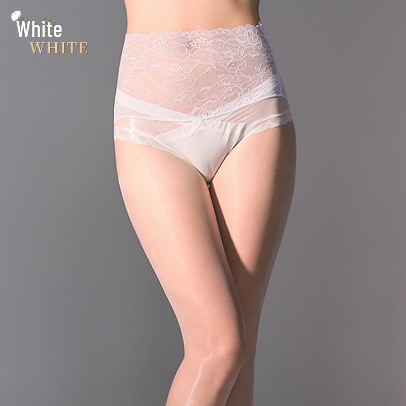 Men's Aurora Shiny Seamless Stockings - Silky Ultra-Thin, Dotted Pantyhose with Sexy Lace Waist