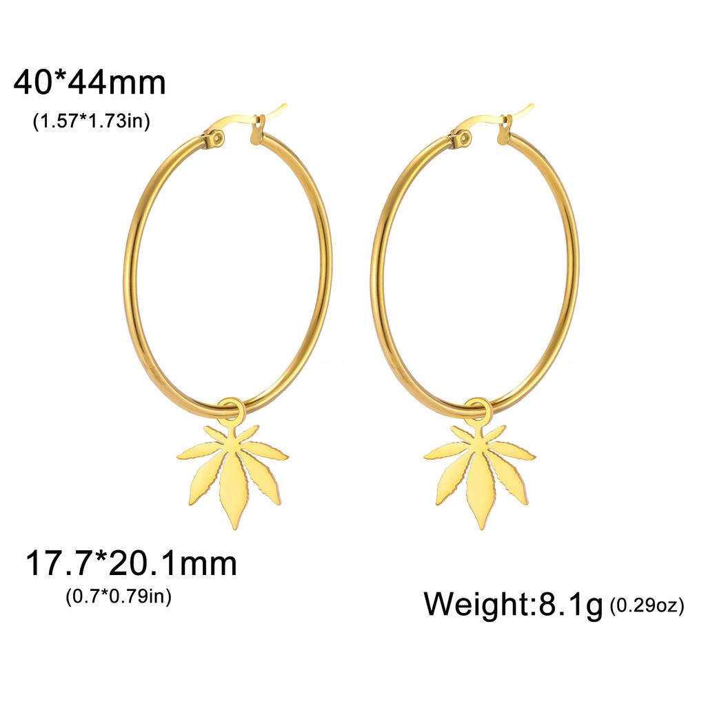 Teamer Trendige Große Creolen Stern Sonne Herz Blume Ahornblatt Edelstahl Ohrringe für Damen Mädchen Street Office Schmuck