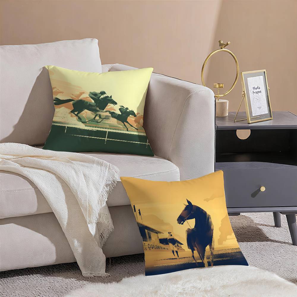 Competition Promotion Horse Racing Pillow Case Printing Pillowcase Living Room Sofa Cushion Cover Bedroom Room Decor