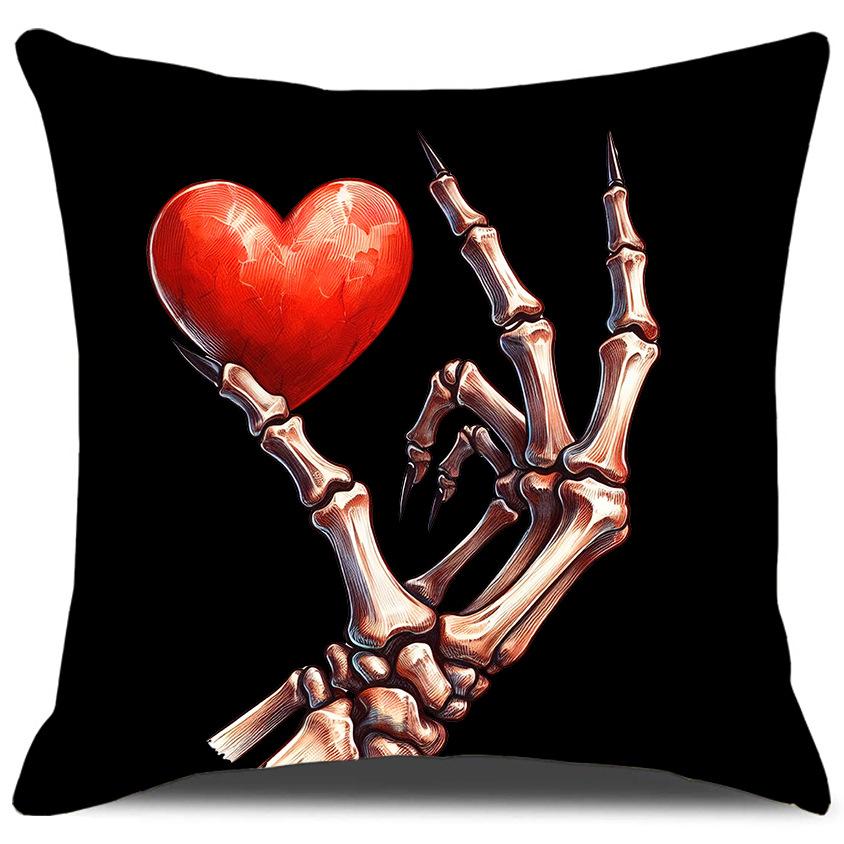 Niche Valentine's Day Skeleton Hand Love Pillow Case Line Cushion Pillow Household Sofa Pillow Case