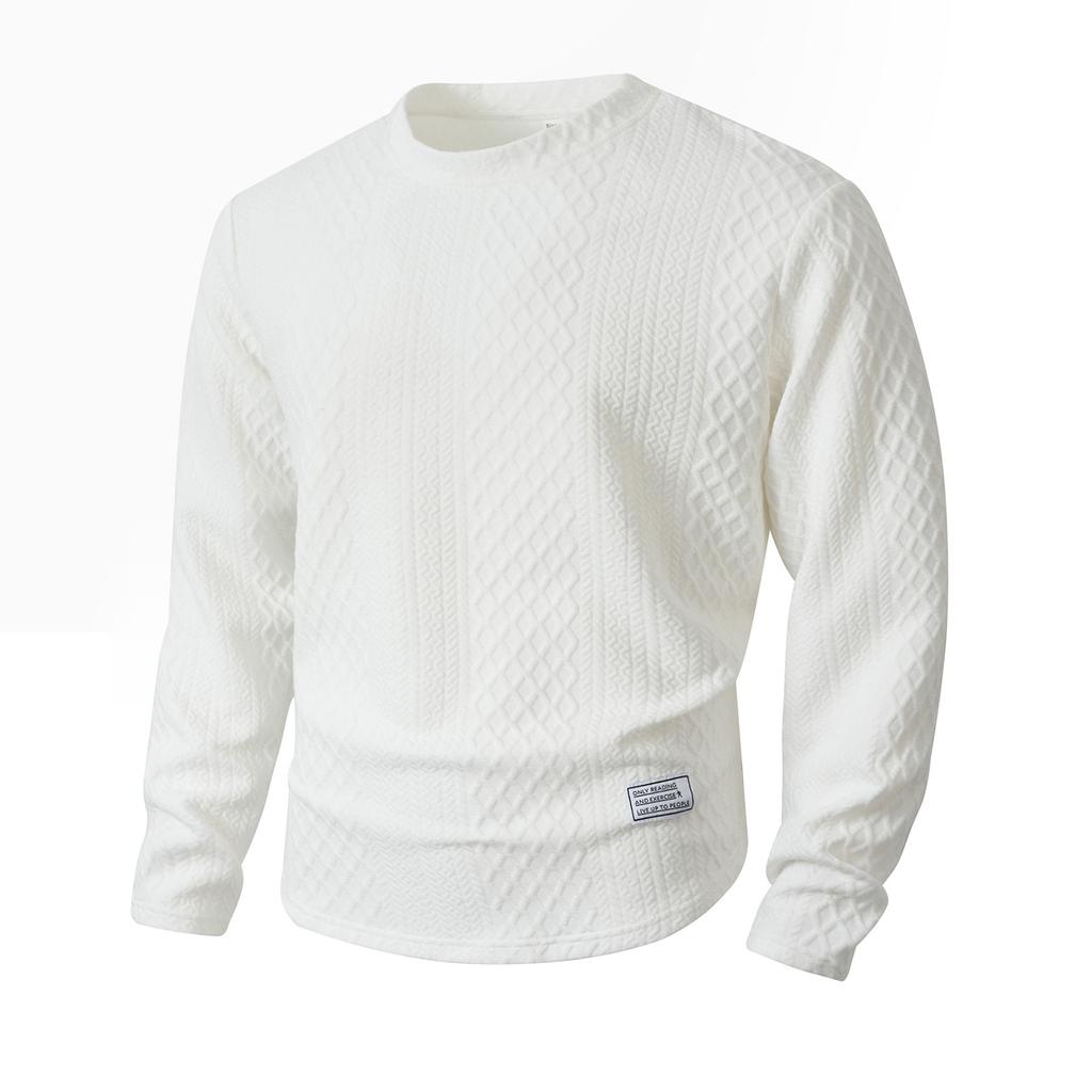 Pánské ležérní pulovry s copánkovým vzorem a dlouhým rukávem s kulatým výstřihem, texturované