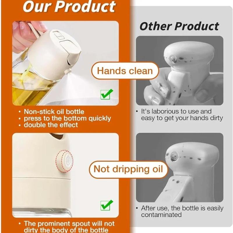 2-in-1 Dunkelglas-Ölsprüher Olivenöl-Spender Schwarzer Lichtdichter Ölsprüher zum Kochen Salate und Barbecues Barbecue-Werkzeuge