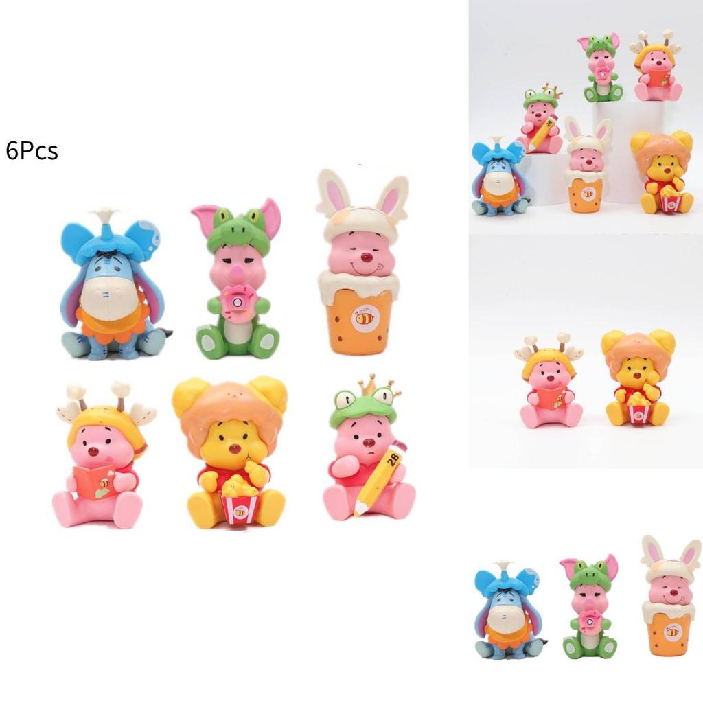 3rd Generation Winnie The Pooh Tiger Striped Pig Ear Toy Figure Doll Egg Decoration Plastic Model