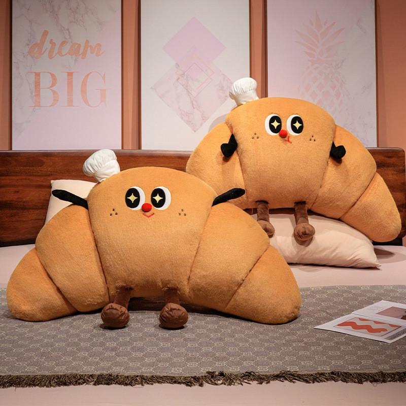 Cartoon Croissant Shape Cushion With Plush Cover For Bed Sofa Lounge