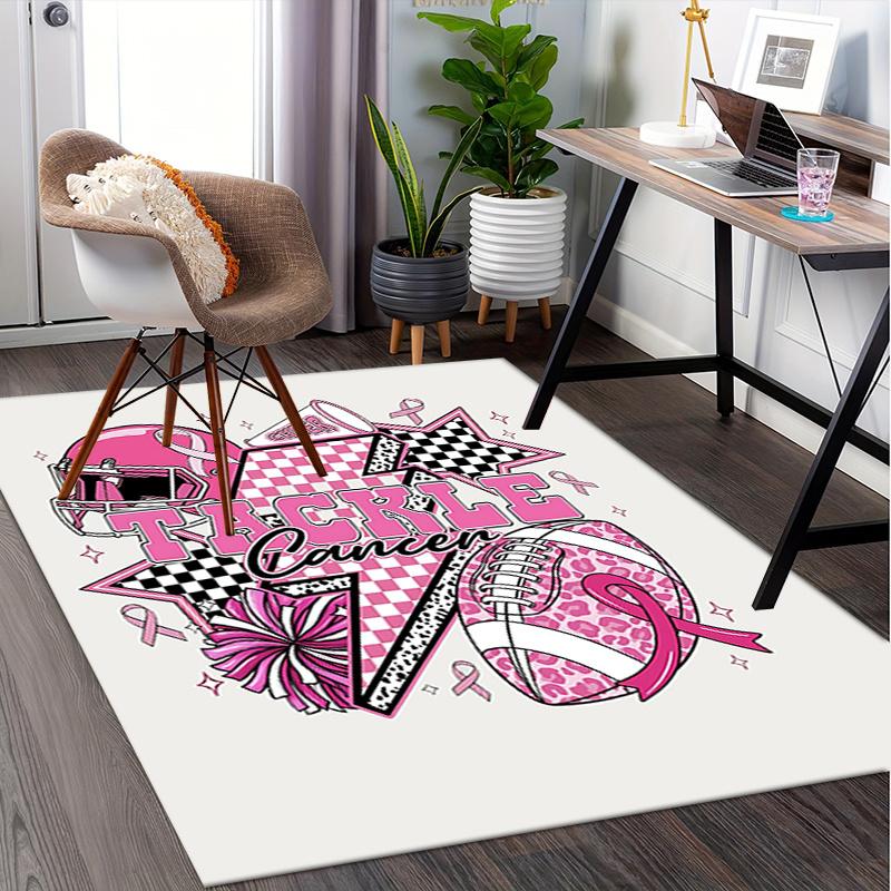 Pink Ribbon Tackle Cancer Chair Mat Office Carpet, Oversized Rug for Home Decor, Gift, Suitable for Bedroom, Living Room, Various Rooms