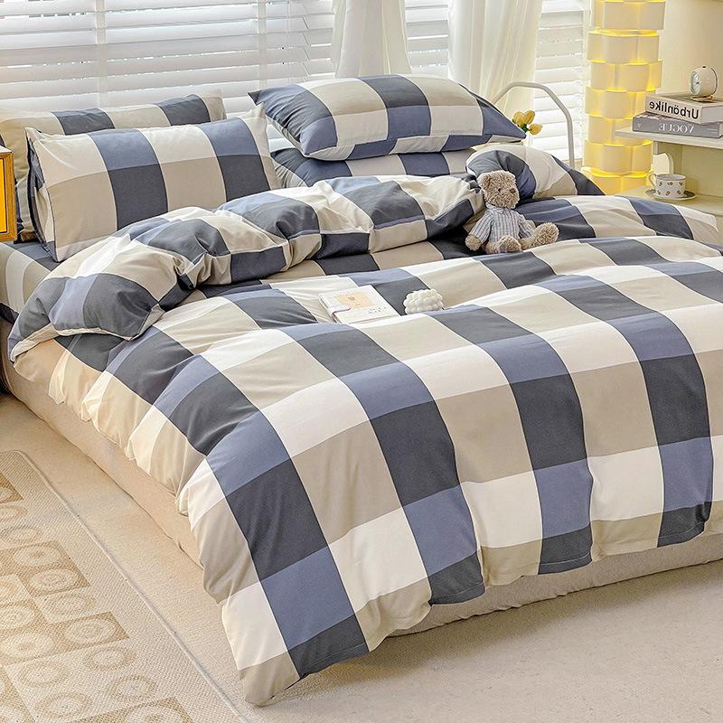 Καρό Μονόχρωμο Απλό Χρώμα Διπλοπλυμένο Βαμβάκι Βαμβακερό Σετ Τεσσάρων Τεμαχίων