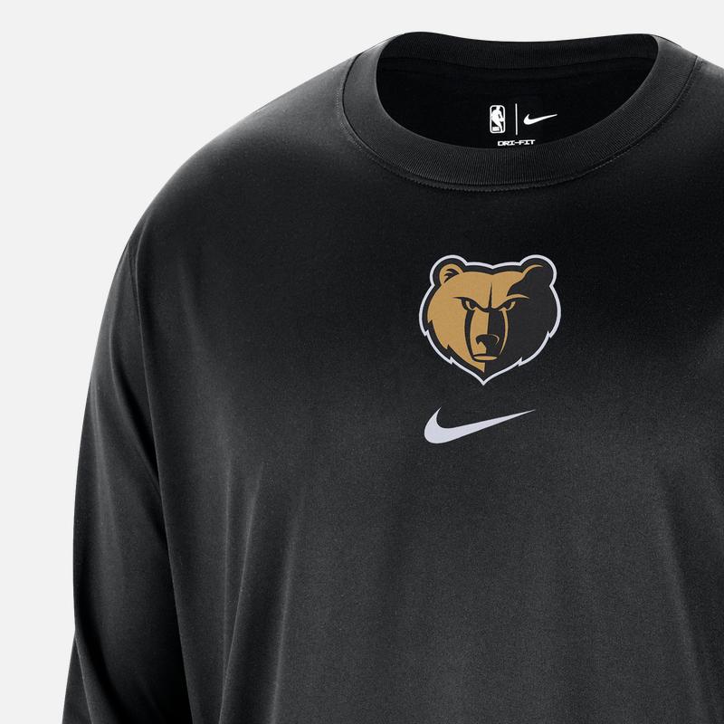 Nike Memphis Grizzlies Potisk Crew Neck Ležérní Rychleschnoucí Volné Tričko s Dlouhým Rukávem Pánské Topy Černé FB3599-010