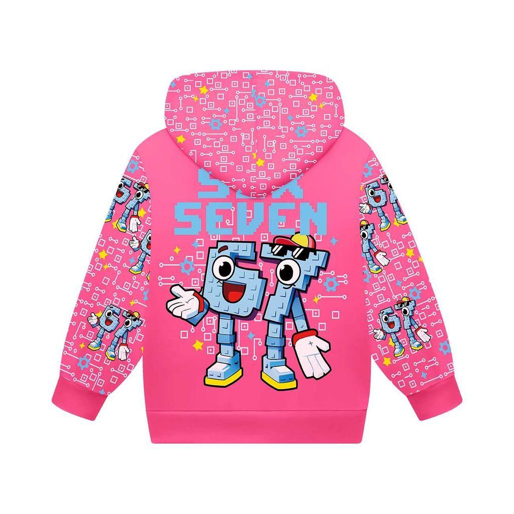 Girls Steal a Brainrot 67 Printed Casual Hooded Zipper Long Sleeves Jacket Coat