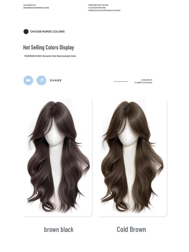 Natural-Look Long Curly Full Wig with Large Waves - Invisible Seamless Cap for Fluffy, Voluminous Coverage