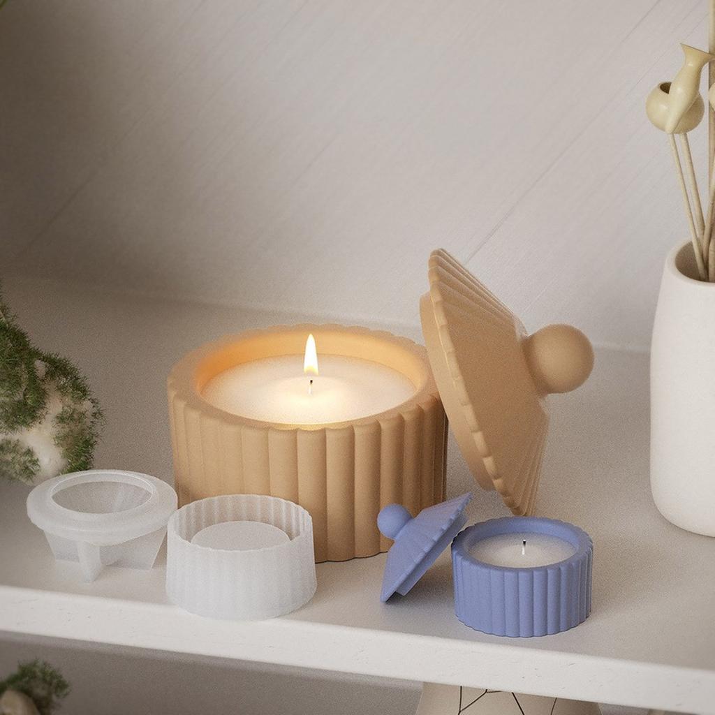 Storage Box Silicone Mold Stripe Pattern Jewelry Case Epoxy Resin Mold Aromatherapys Gypsum Candle Jar Mold Home Decors
