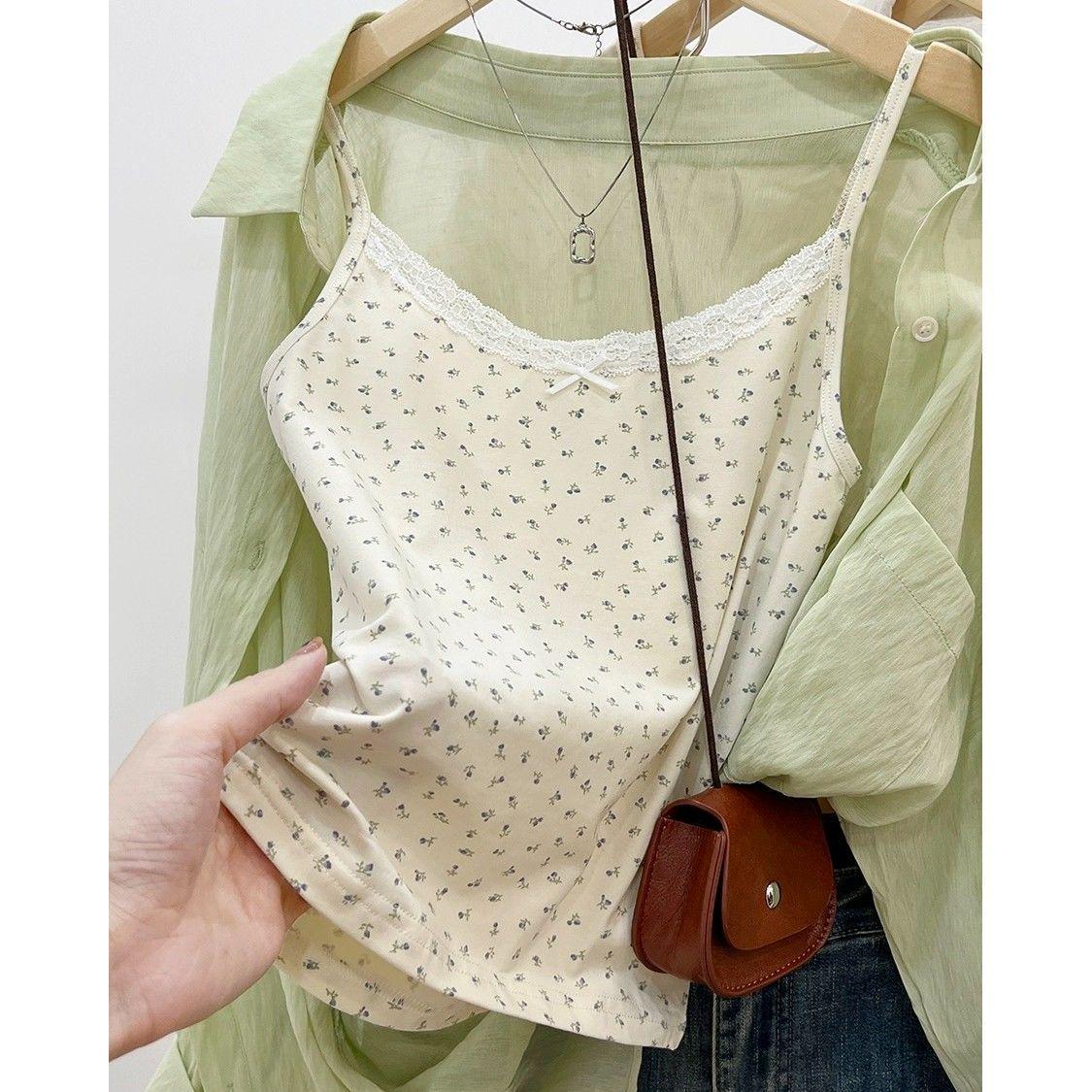 

Women s Floral Spaghetti Strap Tank Top, Summer Lace Layer, Slimming Sleeveless Base M (80-100 lbs)