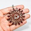 Garnet Flower Pendant: Radiant Red Gemstone, 925 Sterling Silver