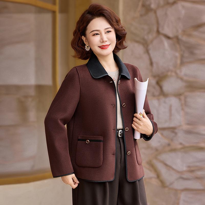 

Mid-age Women s Stylish Wool Coat for Spring & Autumn 5XL (150-165 lbs)