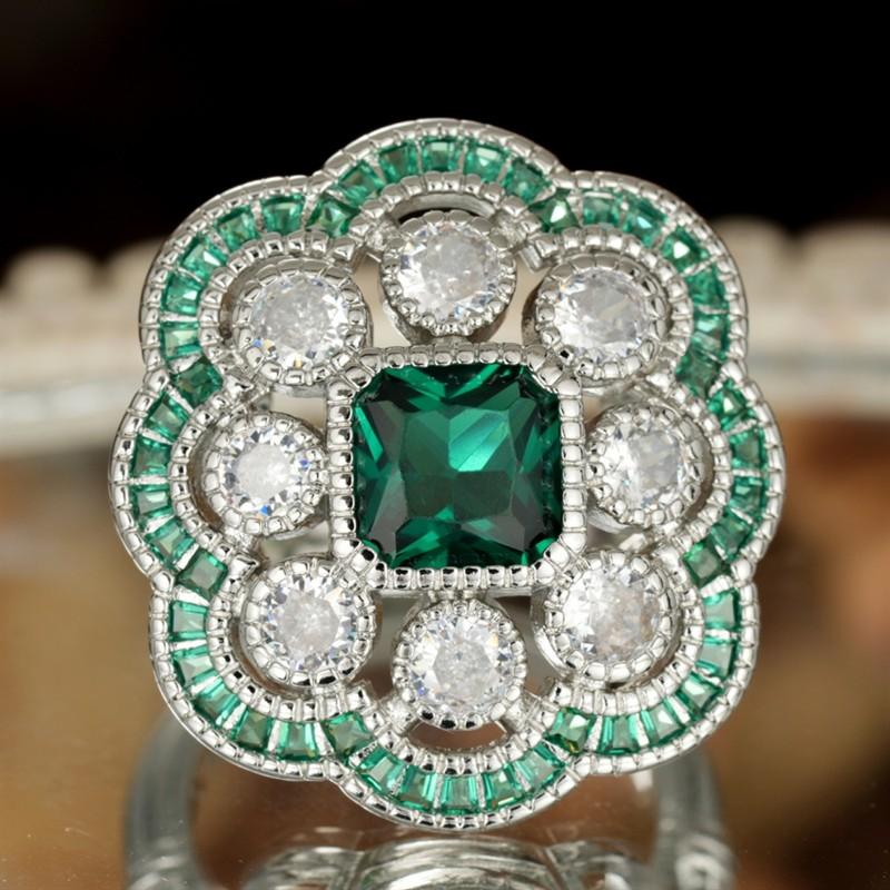 

Huitan Gorgeous Green Cubic Zirconia Ring for Women Luxury Party Accessories Delicate Anniversary Ceremony Party Zircon Gift 10