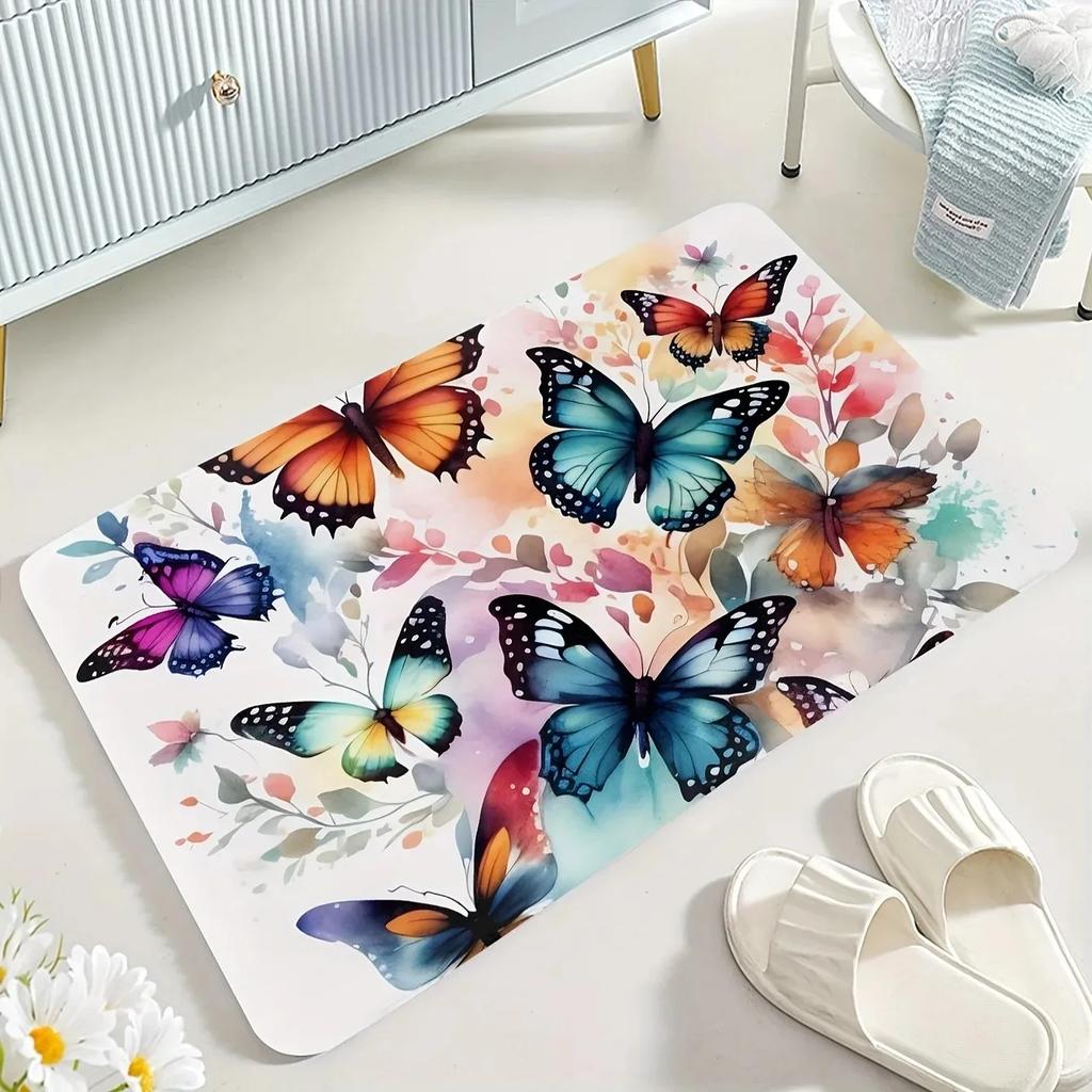 1PC Flower and Bird Pattern Door Mats Kitchen Rugs Non-Slip Pop Design Bedroom Rugs Bath Mat Carpet for Home Sink Laundry Decor