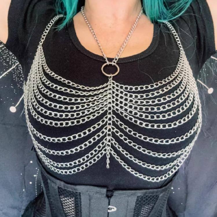 Fashionable Metal Body Chain Unique Chain Necklace Statement Metal Body Accessory for Confident Women Easy to Adjust