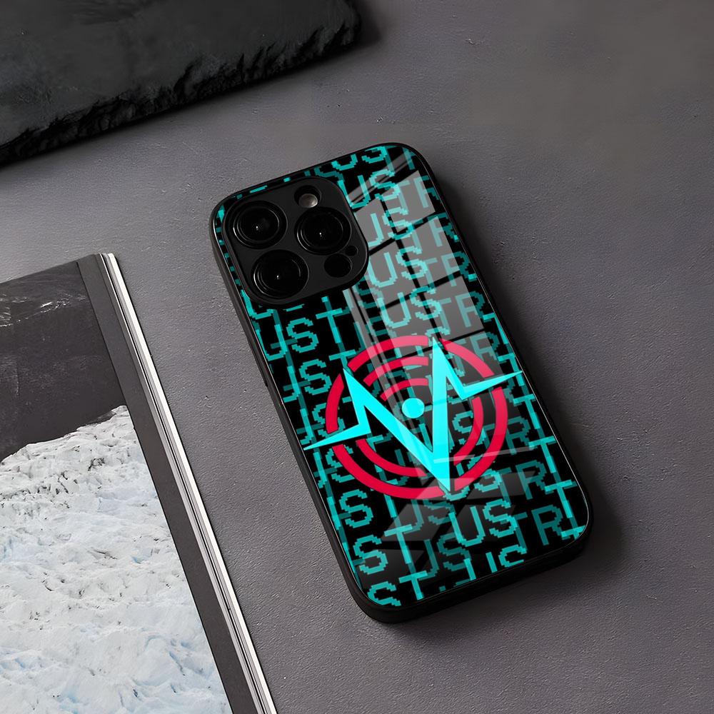 H-Hazbins-Hotels Handyhülle für iPhone 17 Air, 16 E Pro Max, 15, 14, 13 Mini, 12 Pro, 11 Max Plus – Schwarze Glasabdeckung