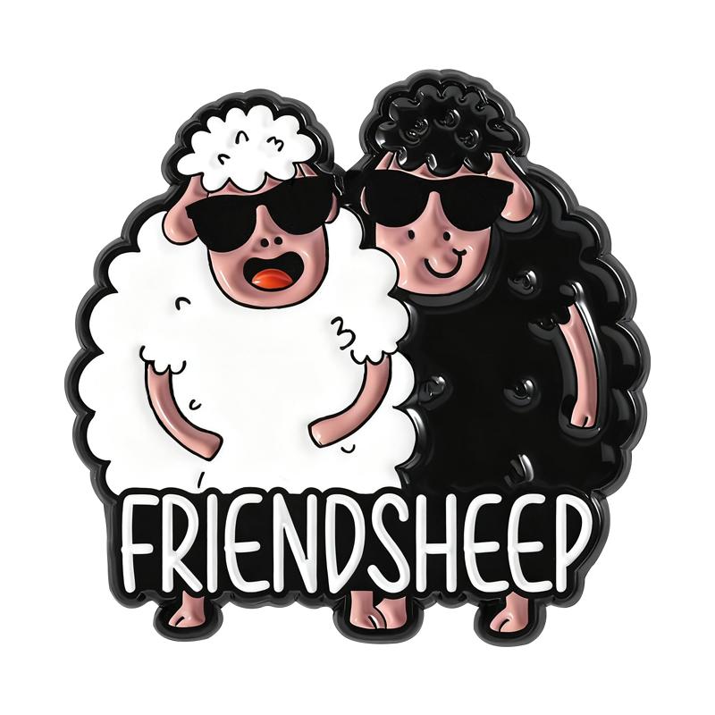 Cartoon Fluffy Sheep Enamel Pin Funny Pun Friendsheep Astronaut Spacesheep Susheep Brooch Lapel Badge Jewelry Gifts for Friends