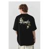 American Street Style Floral Wreath Embroidered Short Sleeve T-Shirt for Men and Women Summer Loose Heavyweight Loose Trendy Brand Half Sleeve