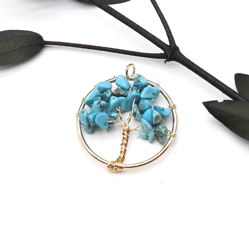 2Pcs Small Pendant Natural Stone Tree-Life Winding Pendant For Jewelry Making DIY Necklace Bracelet Accessory