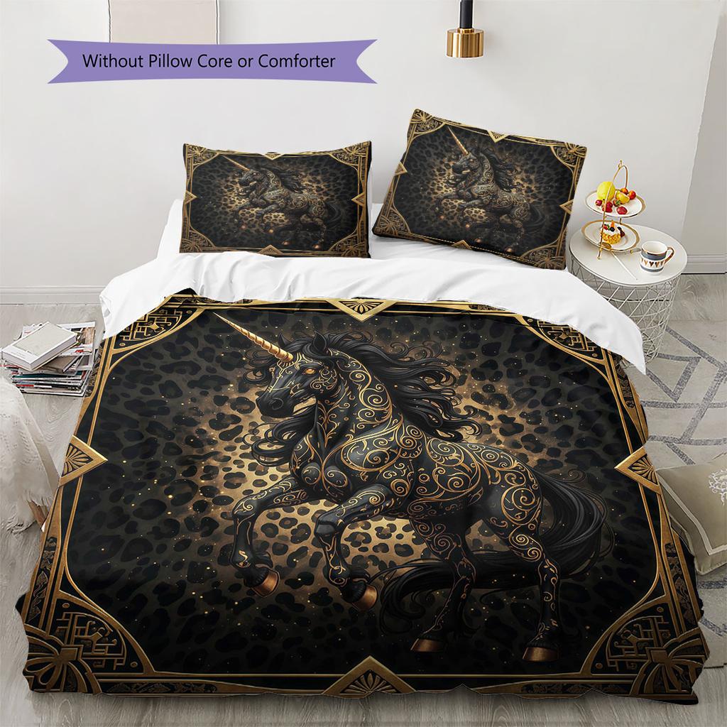 Leopard-print animal Pattern Bedding Quilt Set Quilt Cover Pillowcase Home Decoration Birthday Gift (1 * duvet cover + 2 * pillowcase, without core)